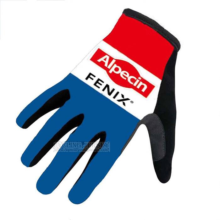 2022 Alpecin Fenix Full Finger Gloves Cycling Blue White Red